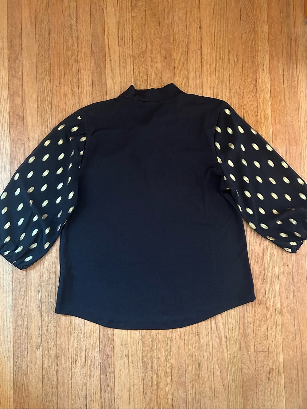 Louise Paris Black Blouse with Gold Dot Sheer Sleeves - Picture 3 of 3